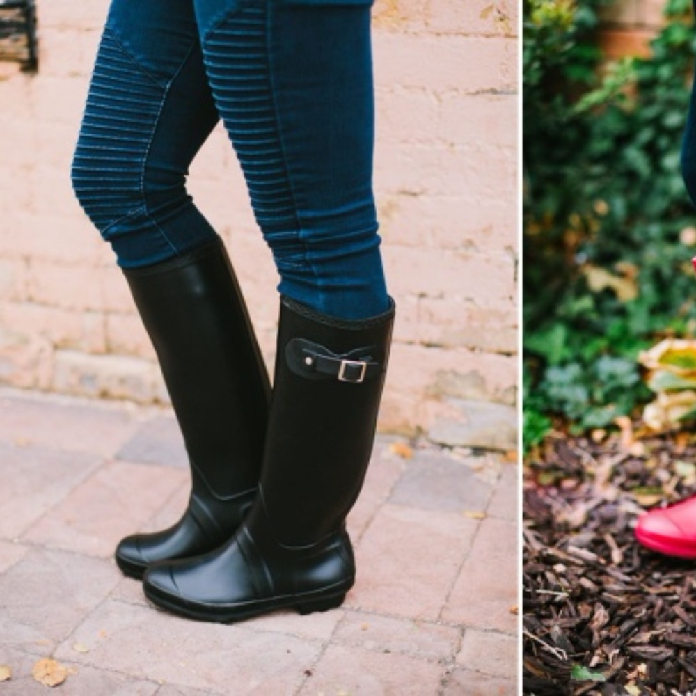 Faux Hunter Black Rain Boots NWOT